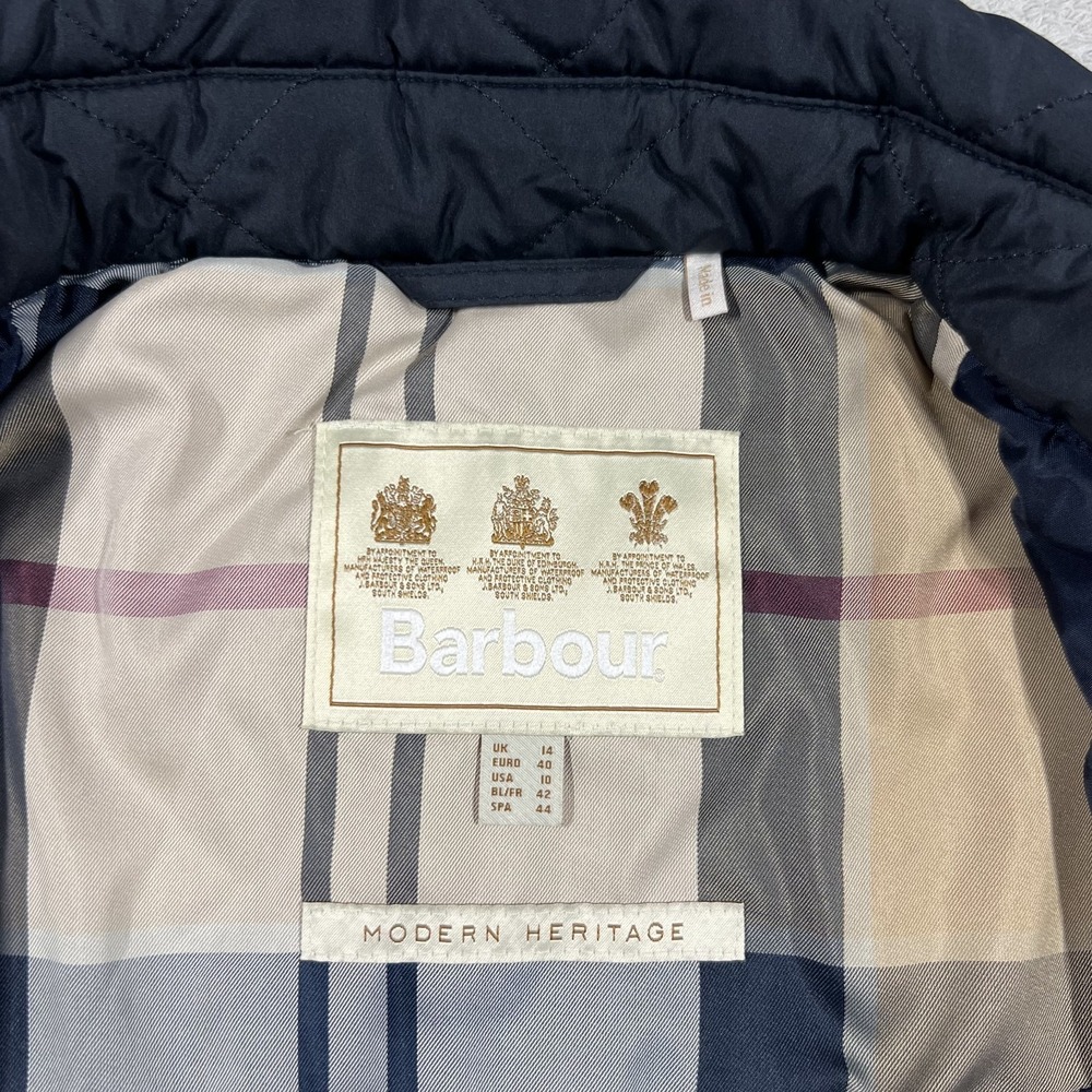 Barbour Forth Quilted Jacket Womens 10 Full Zip Button Up Modern Heritage Blue - Picture 9 of 15